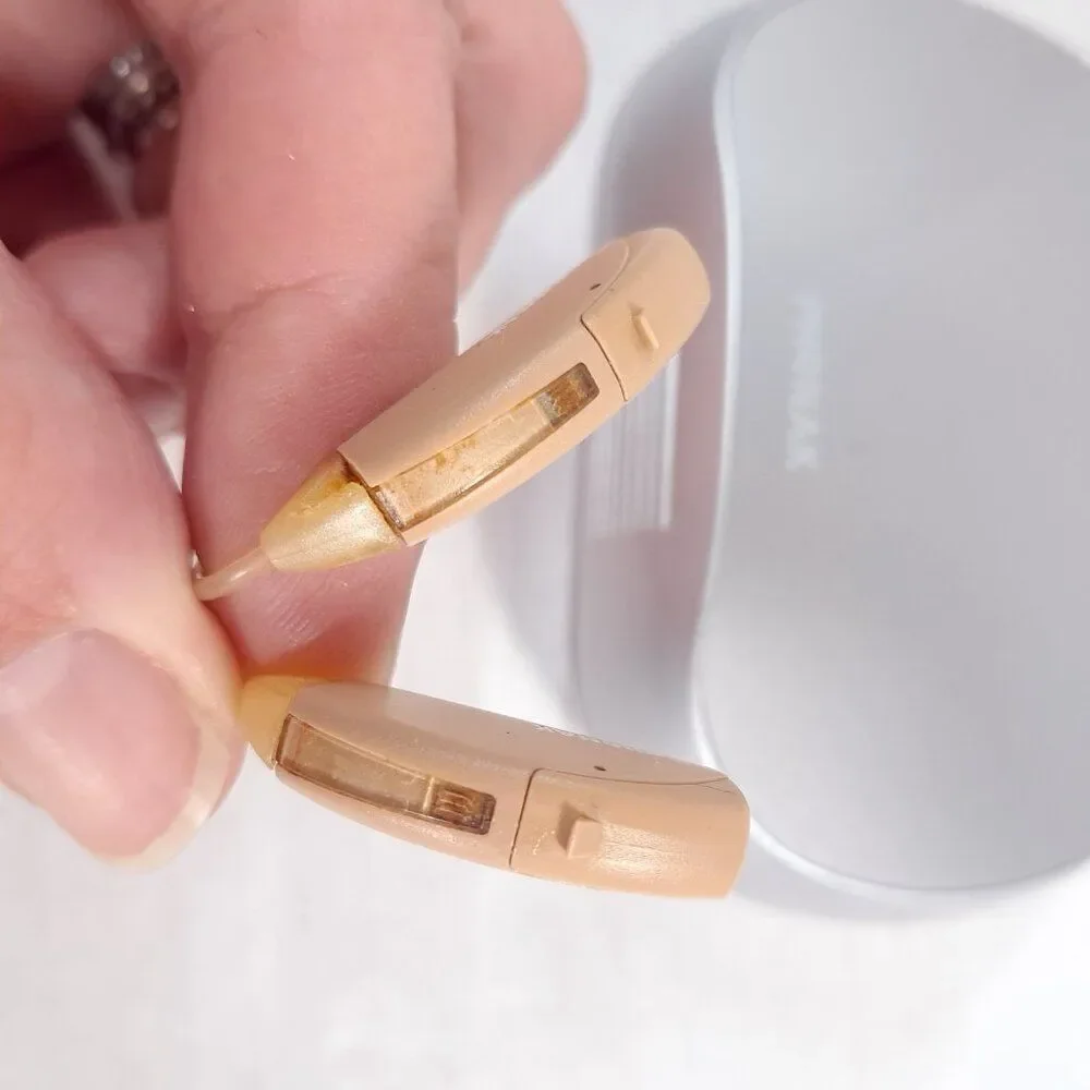 Phonak‎ Art Microsavia 100 DSZ Hearing Aids left right beige with case FOR PARTS